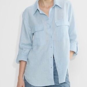 Aritzia Babaton Relaxed Button-Up Utility Shirt Blouse Size S
